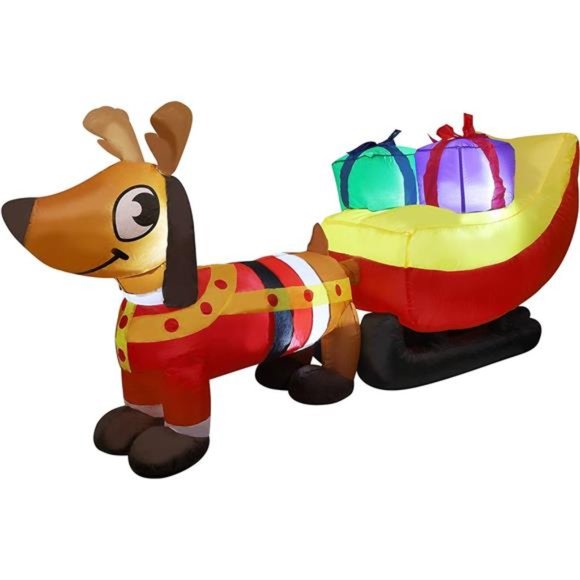 Holiday 7 Ft Long Christmas Inflatable Dachshund Dog Pulling Sleigh Gift Boxes Poshmark